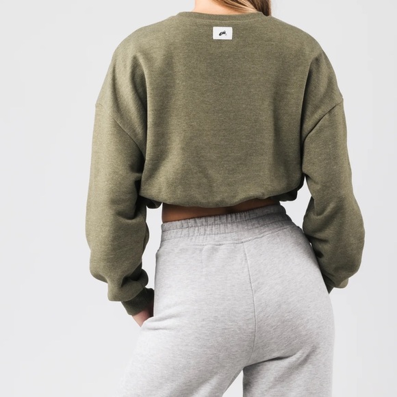 ALPHALETE BUBBLE CREW Crewneck long sleeve Sweatshirt in olive green size Med - Picture 3 of 8